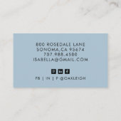 Modern Script Monogram Dusty Blue Visitenkarte (Rückseite)