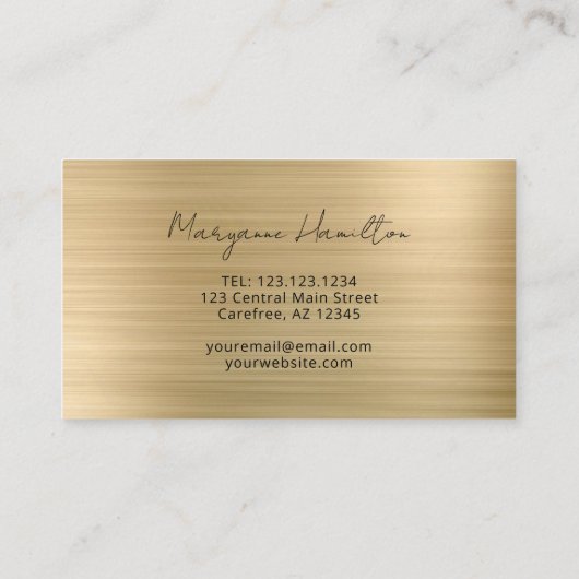 Modern Script Monogram Gold Visitenkarte (Rückseite)