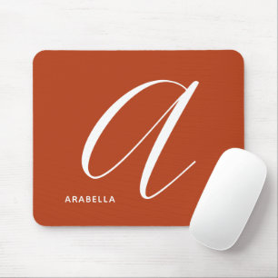 Modern Script Monogram Initial A Burnt Orange Mousepad