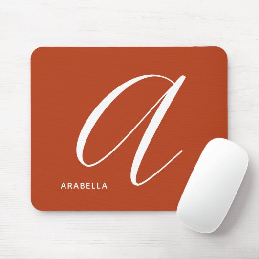 Modern Script Monogram Initial A Burnt Orange Mousepad (Mit Mouse)