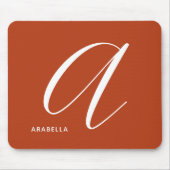 Modern Script Monogram Initial A Burnt Orange Mousepad (Vorne)
