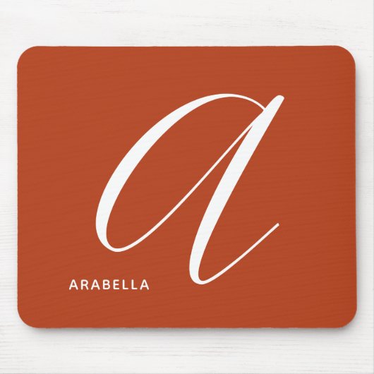 Modern Script Monogram Initial A Burnt Orange Mousepad (Vorne)