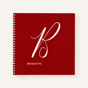 Modern Script Monogram Initial B Red Notizblock