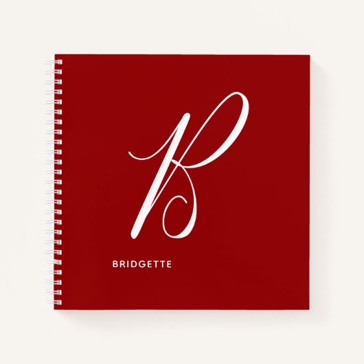 Modern Script Monogram Initial B Red Notizblock (Vorderseite)