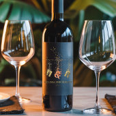 Modern Script Monogram Initial Elegant Chic Trendy Weinetikett