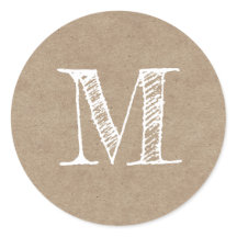 Modern Script Monogram Initial Kraft