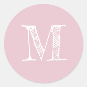 Modern Script Monogram Initial Parfait Pink Runder Aufkleber