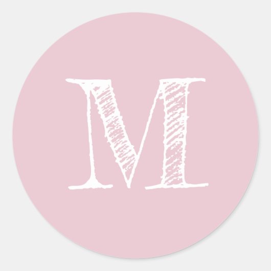 Modern Script Monogram Initial Parfait Pink Runder Aufkleber (Vorderseite)