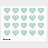 Modern Script Monogram Initial Pastel Blue Herz-Aufkleber (Blatt)