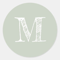 Modern Script Monogram Initial Pastel Green Label