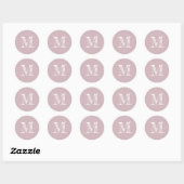 Modern Script Monogram Initial Pastel Lila Label Runder Aufkleber (Blatt)