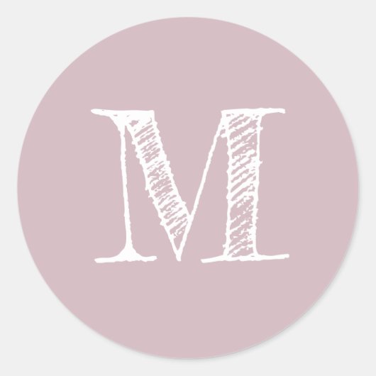 Modern Script Monogram Initial Pastel Lila Label Runder Aufkleber (Vorderseite)