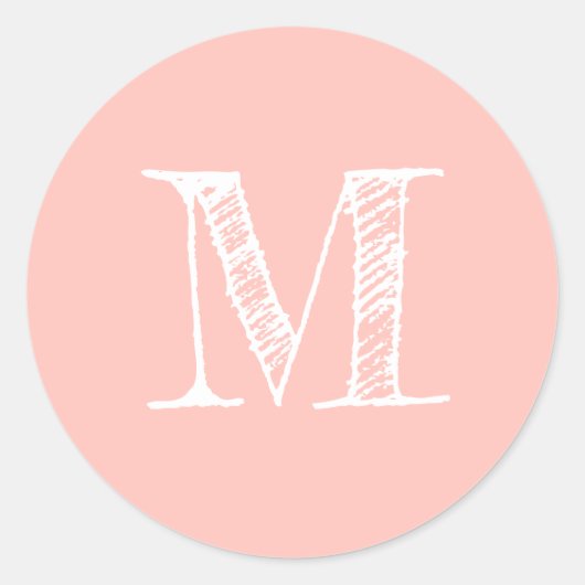 Modern Script Monogram Initial Pastel Pink Siegel Runder Aufkleber (Vorderseite)