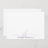 Modern Script Monogram Initials Minimalistisch Lil Mitteilungskarte (Vorne/Hinten)