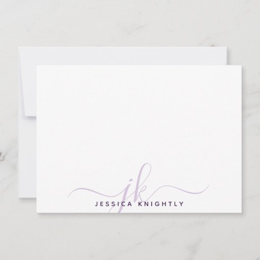 Modern Script Monogram Initials Minimalistisch Lil Mitteilungskarte (Vorderseite)