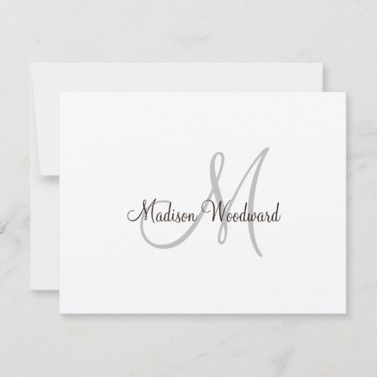 Modern Script Monogram Kraft Flat Note Card Mitteilungskarte (Vorderseite)