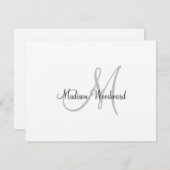 Modern Script Monogram Kraft Flat Note Card Mitteilungskarte (Vorne/Hinten)