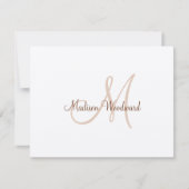 Modern Script Monogram Kraft Flat Note Card Mitteilungskarte (Vorderseite)