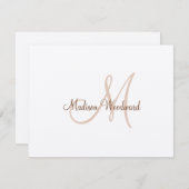 Modern Script Monogram Kraft Flat Note Card Mitteilungskarte (Vorne/Hinten)
