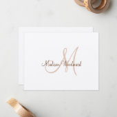 Modern Script Monogram Kraft Flat Note Card Mitteilungskarte (Vorderseite/Rückseite Beispiel)