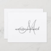 Modern Script Monogram Kraft Flat Note Card Mitteilungskarte (Vorne/Hinten)