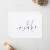Modern Script Monogram Kraft Flat Note Card Mitteilungskarte (Vorderseite/Rückseite Beispiel)