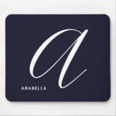 Modern Script Monogram Letter A Navy Blue Mousepad (Vorne)