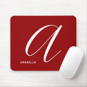 Modern Script Monogram Letter A Red Mousepad (Mit Mouse)