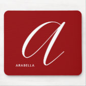 Modern Script Monogram Letter A Red Mousepad (Vorne)