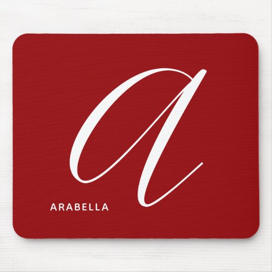 Modern Script Monogram Letter A Red Mousepad (Vorne)