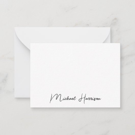 Modern Script Monogram Mitteilungskarte (Vorderseite)