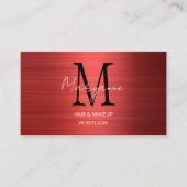 Modern Script Monogram Red Visitenkarte (Vorderseite)