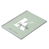 Modern Script Monogram Sage Green Notizblock (Linke Seite)
