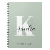 Modern Script Monogram Sage Green Notizblock (Vorderseite)