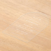 Modern Script Monogram Transparente Arch Wedding Acryleinladungen (Ablage )