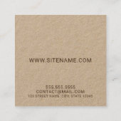 Modern Script Monogram und Name Kraft Paper Quadratische Visitenkarte (Rückseite)