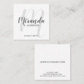 Modern Script Monogram und Name Quadratische Visitenkarte (Vorne/Hinten)