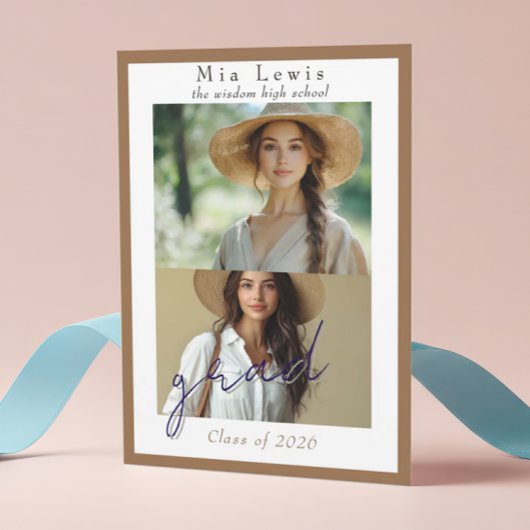 Modern Script  Multi Portrait Photo Graduation Ankündigung