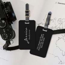 Modern Script Name Address Luggage Tag