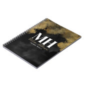 Modern Script Name Black Gold Monogram Notizblock (Linke Seite)