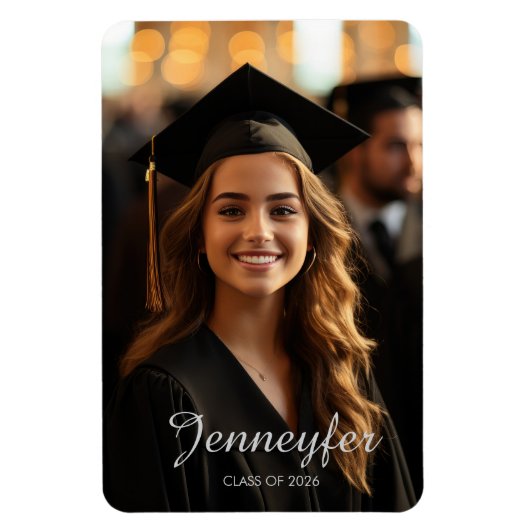 Modern Script Name Class of 2026 Photo Graduation Magnet (Vertikal)
