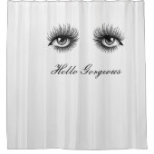 Modern Script Name Eyelashes Makeup Bright White Duschvorhang (Vorderseite)