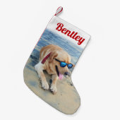 Modern Script Name & Foto Niedliches festes Rot Kleiner Weihnachtsstrumpf (Vorderansicht (hängend))