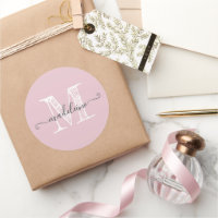 Modern Script Name Monogram Initial Parfait Pink