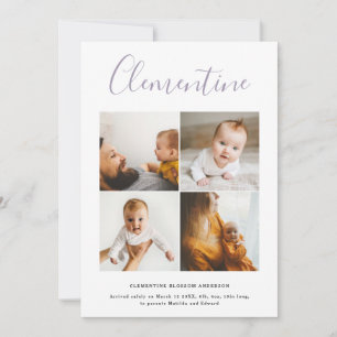 Modern Script Name Multi Foto Polka Dot Geburt Ankündigung