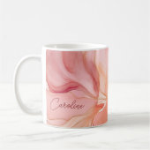 Modern Script Name Peach Floral Wcolor Kaffeetasse (Links)