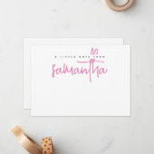 Modern Script name white note card Mitteilungskarte (Vorderseite/Rückseite Beispiel)