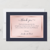 Modern Script Navy Blue Blush Rosen Gold Dankeskarte (Vorderseite)