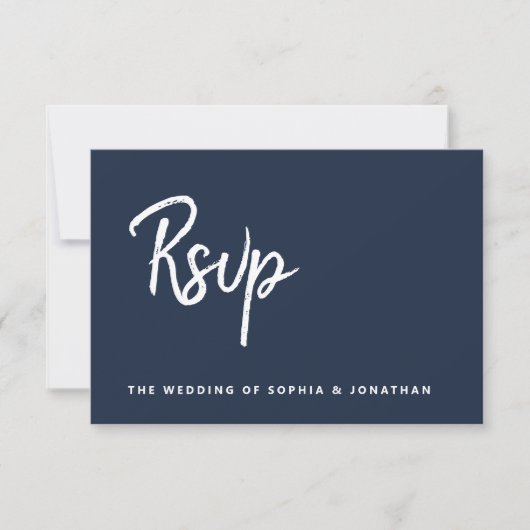 Modern Script Navy Blue | Wahl zum Hochzeitsessen RSVP Karte (Vorderseite)