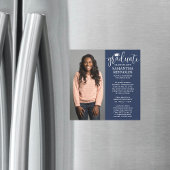 Modern Script Navy Blue & White 1 Foto Abschluss Magneteinladung